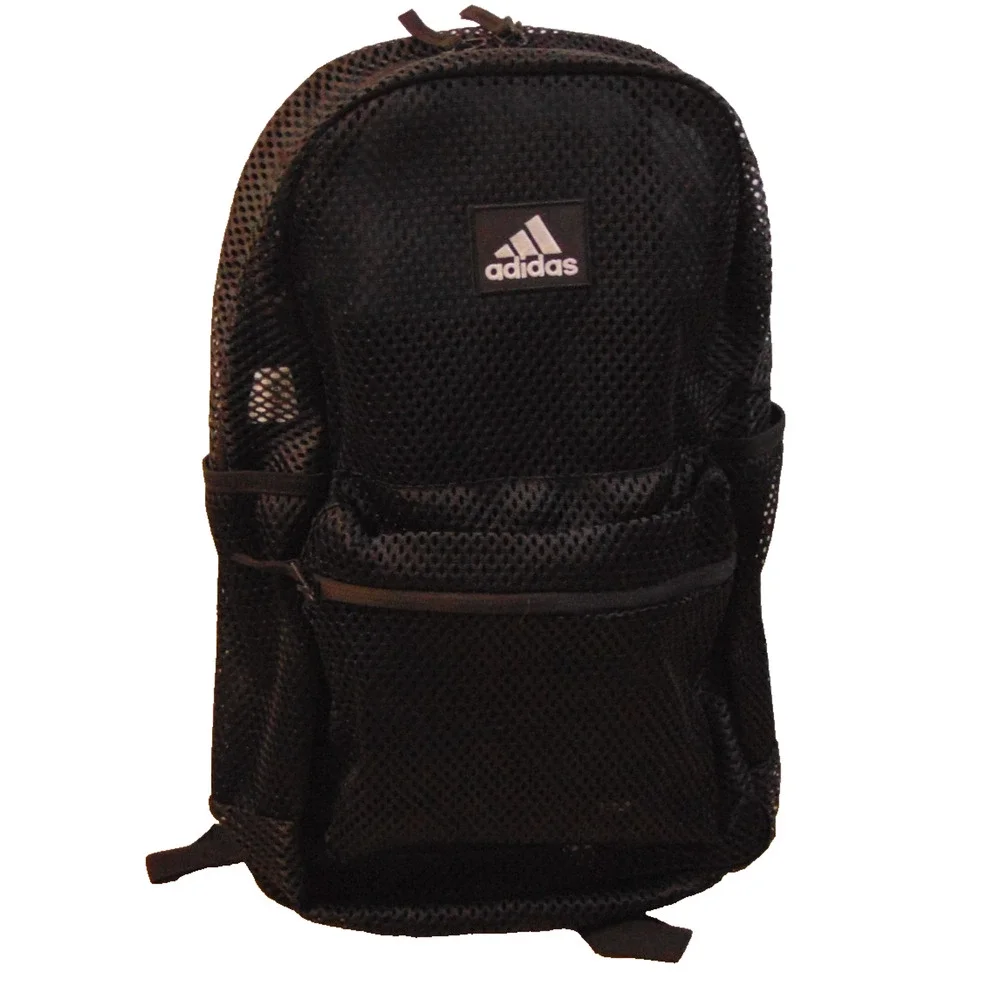 Adidas Hermosa 2 II Mesh Backpack Black See Through School Beach Gym Bag 29L NWT